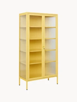 Vitrinas|Vitrinas>Mustard Made Vitrina de metal con cristal acanalado The Collector Amarillo claro