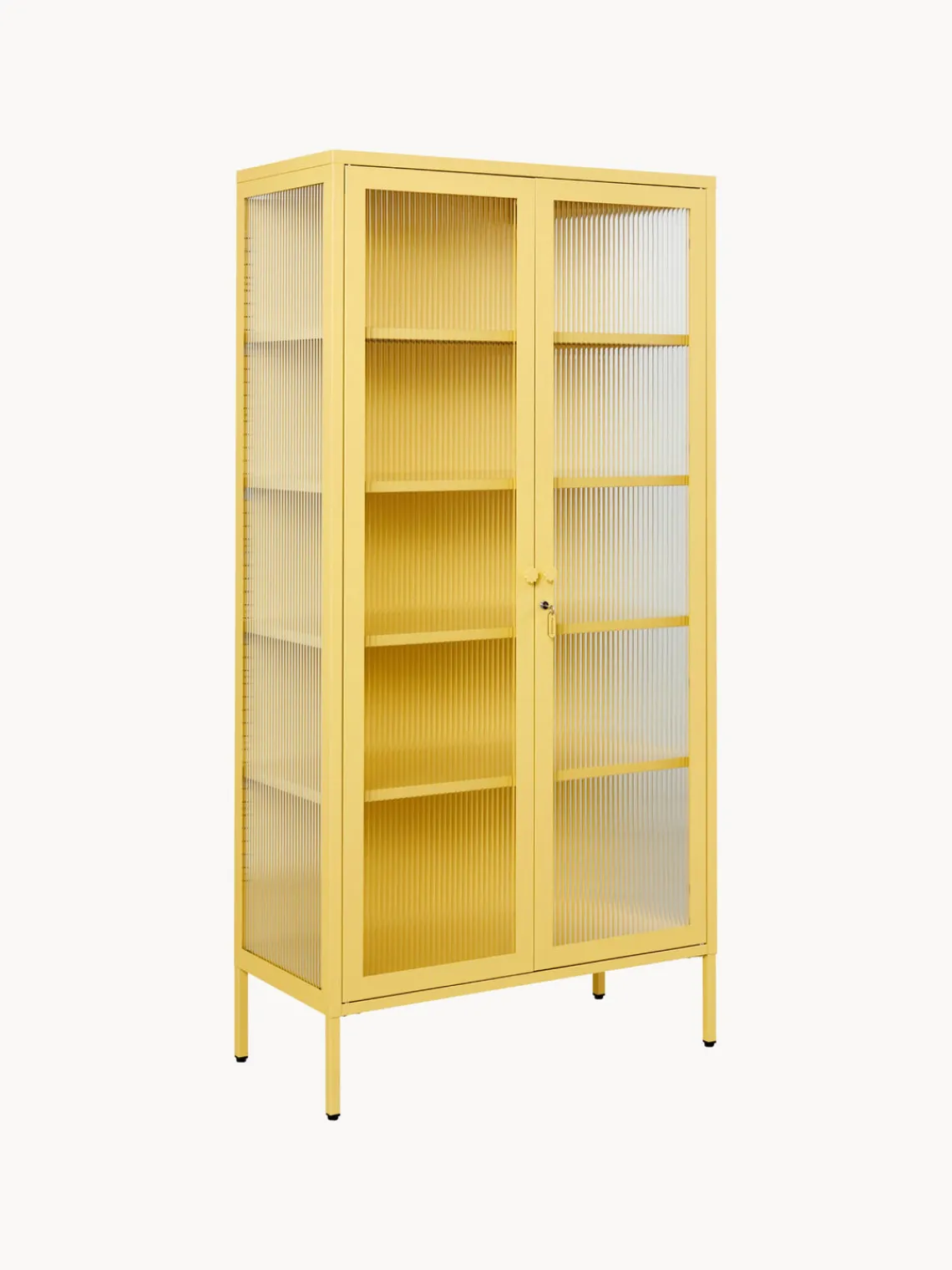 Vitrinas|Vitrinas>Mustard Made Vitrina de metal con cristal acanalado The Collector Amarillo claro