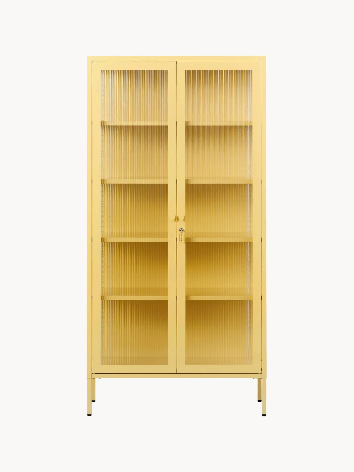 Vitrinas|Vitrinas>Mustard Made Vitrina de metal con cristal acanalado The Collector Amarillo claro