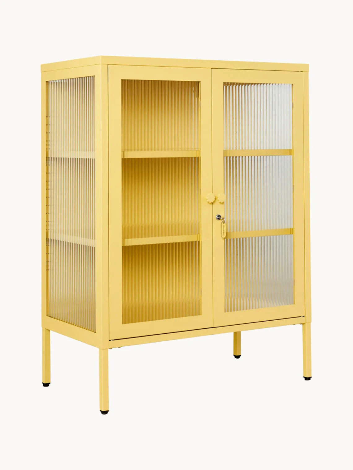 Vitrinas|Vitrinas>Mustard Made Vitrina de metal con cristal acanalado The Mixer Amarillo claro