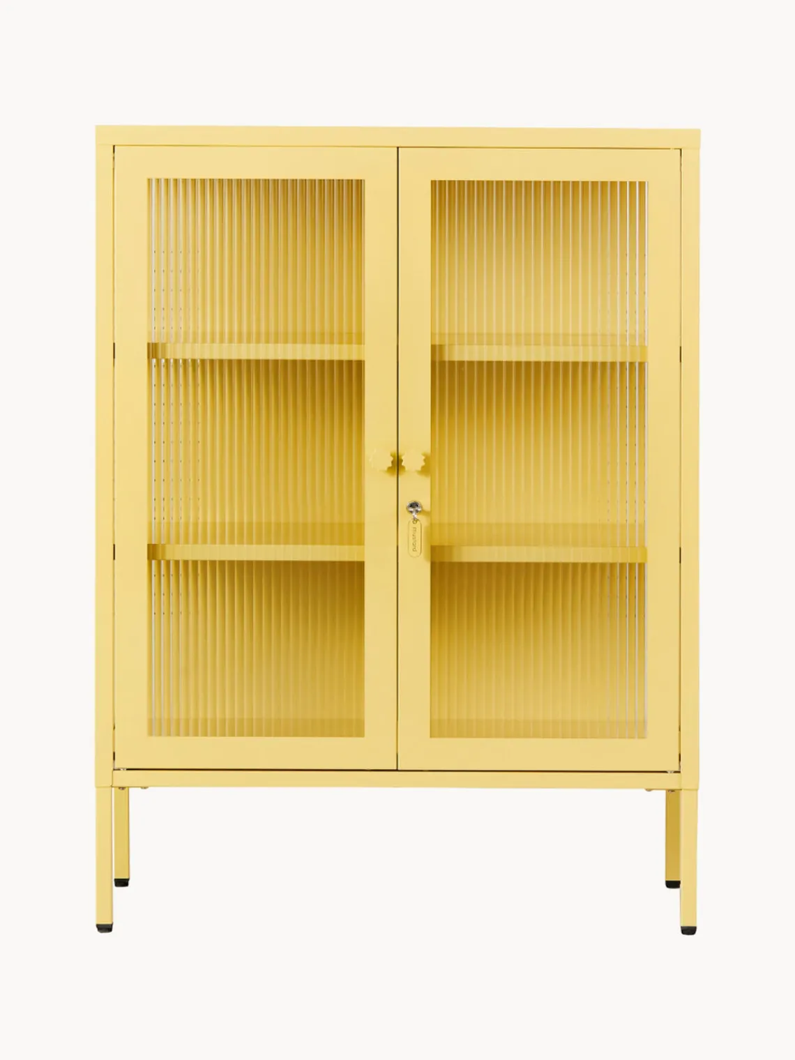 Vitrinas|Vitrinas>Mustard Made Vitrina de metal con cristal acanalado The Mixer Amarillo claro