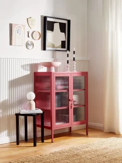 Vitrinas|Vitrinas>Mustard Made Vitrina de metal con cristal acanalado The Mixer Rosa palo