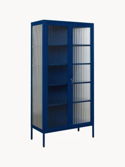 Vitrinas|Vitrinas>Mustard Made Vitrina de metal con cristal acanalado The Collector Azul oscuro