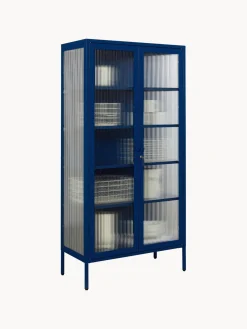 Vitrinas|Vitrinas></noscript>Mustard Made Vitrina de metal con cristal acanalado The Collector Azul oscuro