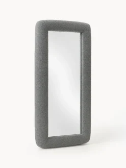 Jarrones|Decoración>Westwing Collection Westwing | Crosby Studios, espejo de pie con marco en tejido bouclé Glace Gris oscuro