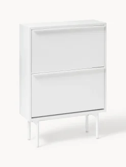 Zapateros|Zapateros>Westwing Collection Zapatero de madera con compartimentos plegables Elona Blanco mate