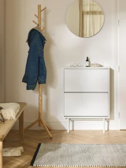 Zapateros|Zapateros>Westwing Collection Zapatero de madera con compartimentos plegables Elona Blanco mate