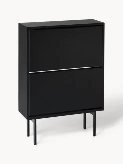 Zapateros|Zapateros>Westwing Collection Zapatero de madera con compartimentos plegables Elona Negro mate