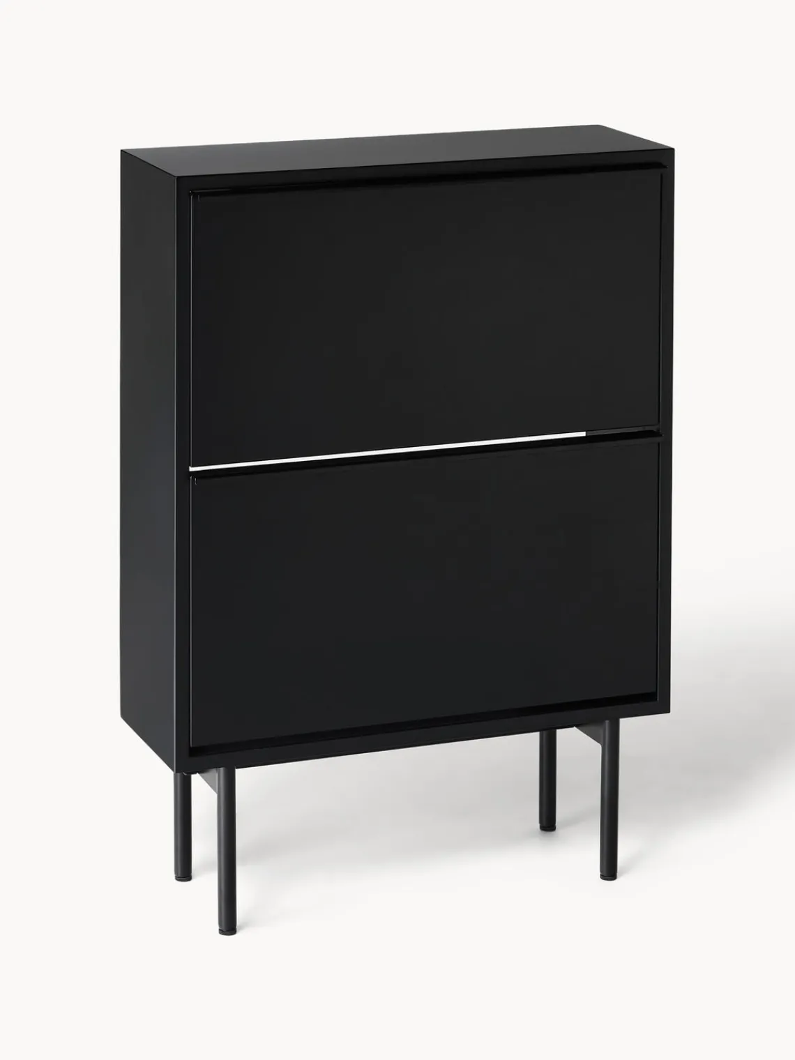 Zapateros|Zapateros>Westwing Collection Zapatero de madera con compartimentos plegables Elona Negro mate