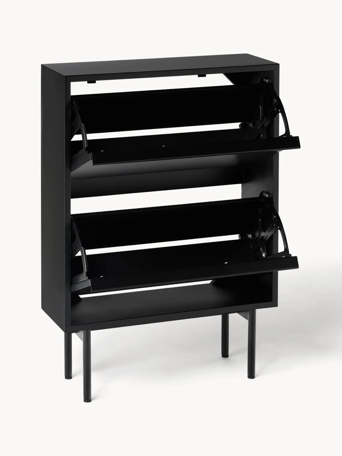 Zapateros|Zapateros>Westwing Collection Zapatero de madera con compartimentos plegables Elona Negro mate