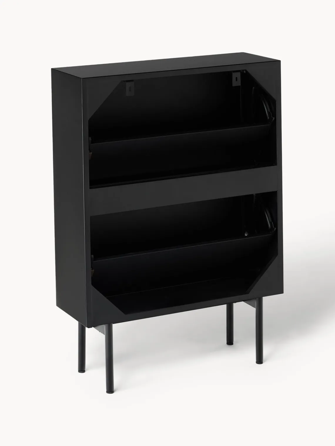 Zapateros|Zapateros>Westwing Collection Zapatero de madera con compartimentos plegables Elona Negro mate