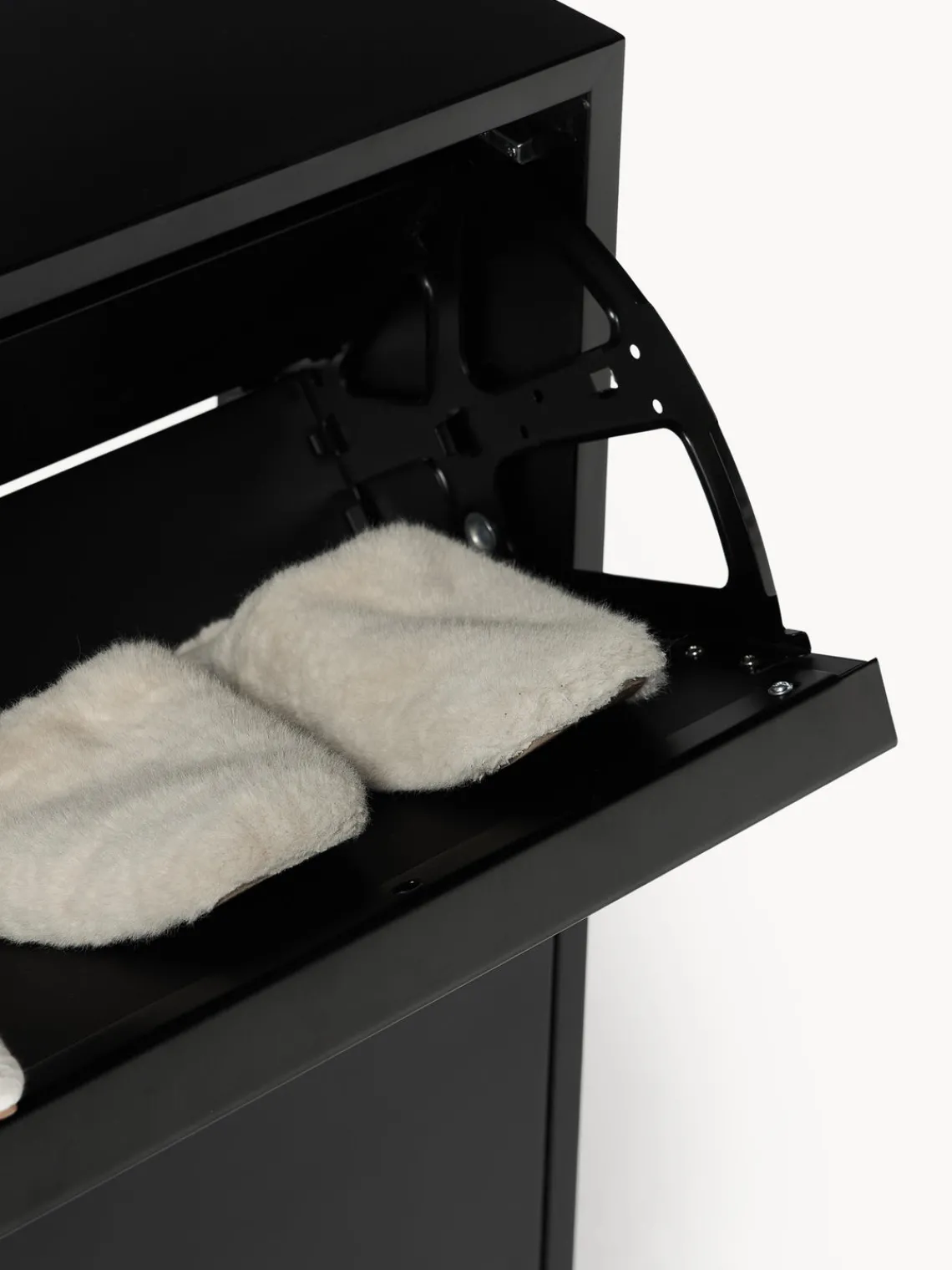 Zapateros|Zapateros>Westwing Collection Zapatero de madera con compartimentos plegables Elona Negro mate