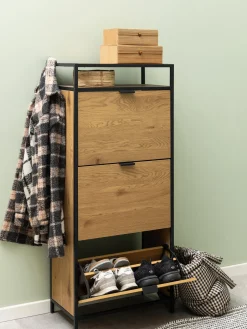 Best Zapatero de madera con compartimentos plegables Seaford Zapateros|Zapateros