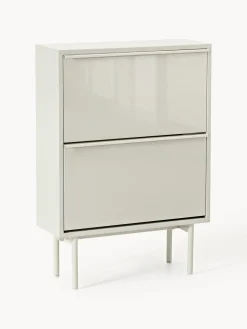 Zapateros|Zapateros>Westwing Collection Zapatero de madera con compartimentos plegables Elona Beige claro brillante