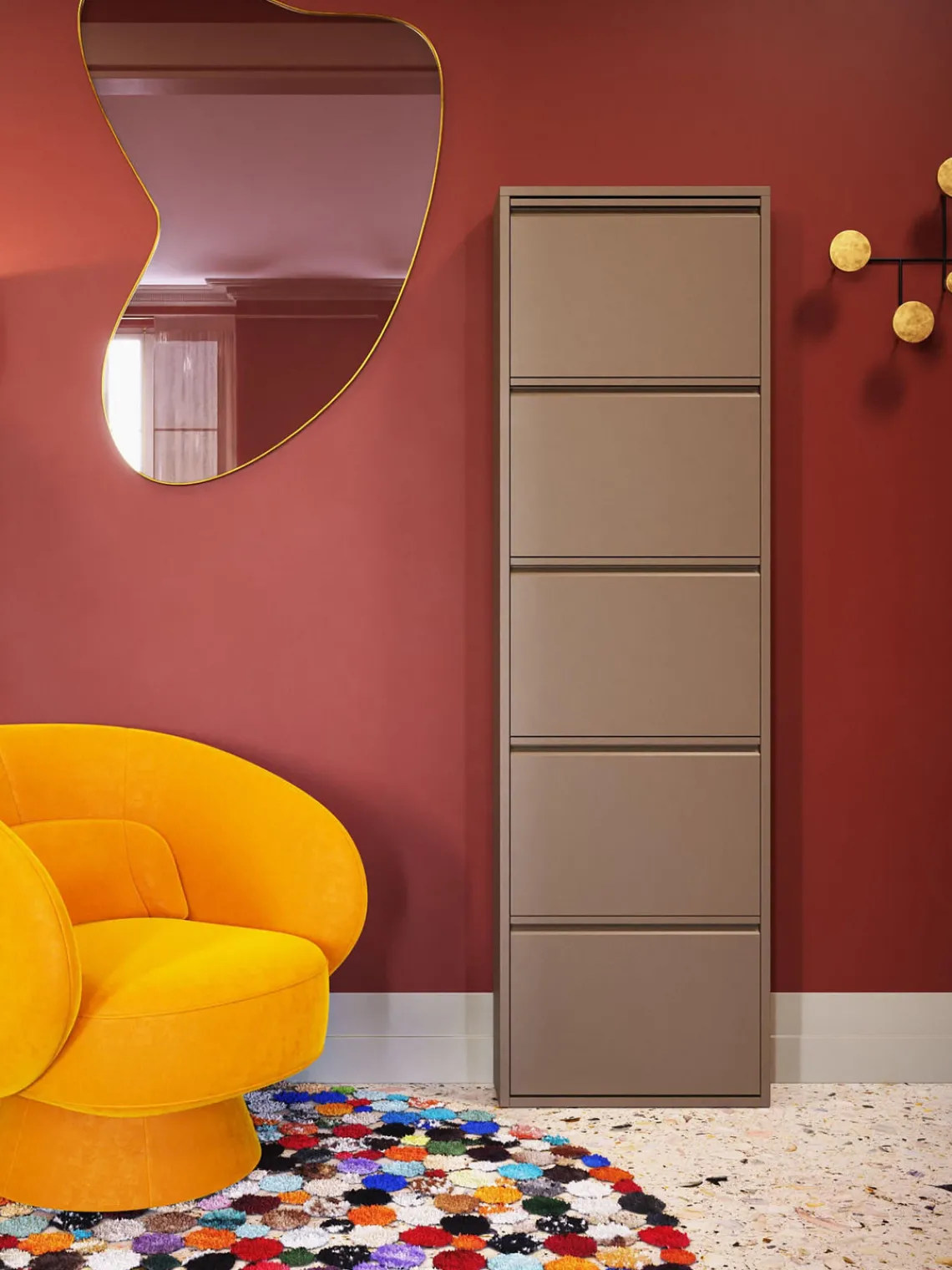 Outlet Zapatero de pared Caruso, puertas abatibles Zapateros|Zapateros