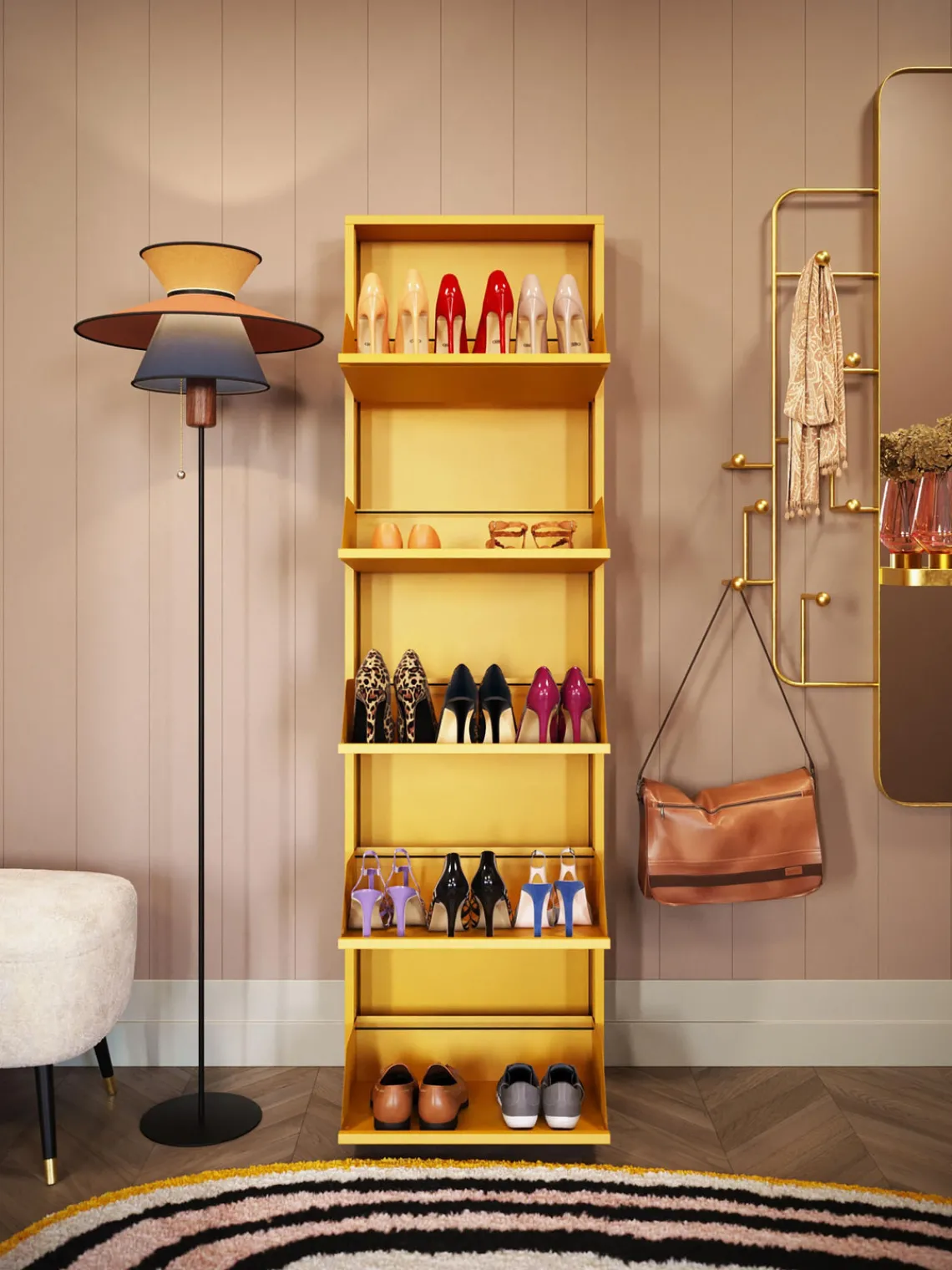 New Zapatero de pared con compartimentos plegables Caruso Zapateros|Zapateros