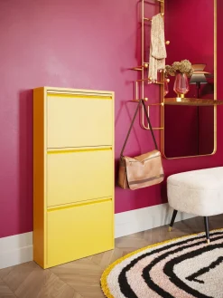 Zapateros|Zapateros>Kare Design Zapatero de pared con compartimentos plegables Caruso Amarillo sol