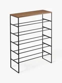 Zapateros|Zapateros>Yamazaki Zapatero Tower Estructura, ganchos: negroTablero: madera oscura